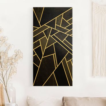 Tableau sur toile or - Golden Geometry - Black Triangles