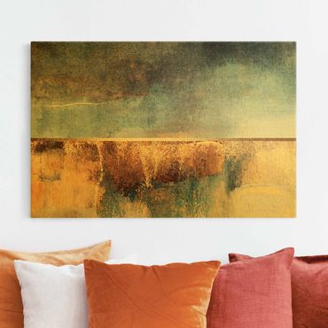 Tableau sur toile - Abstract Lakeshore In Gold