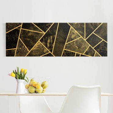 Tableau sur toile or - Golden Geometry - Grey Triangles