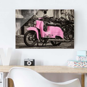 Tableau en verre - Pink Scooter