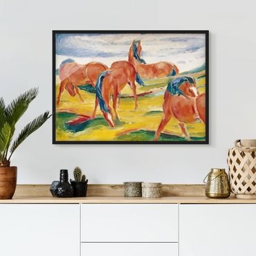 Poster encadré - Franz Marc - Grazing Horses