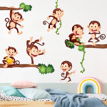 Sticker mural - Monkey family