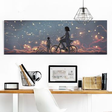 Tableau sur toile - Anime Drawing Light On A Bike