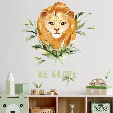 Sticker mural - Watercolor Lion - Be Brave