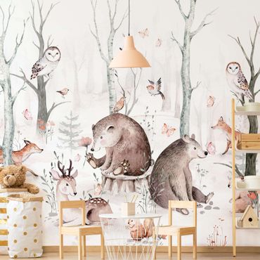 Papier peint - Watercolour Forest Animal Friends