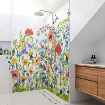 Revêtement mural de douche - Watercolour Flower Meadow
