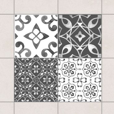 Sticker pour carrelage - Watercolour Pattern Gray White No.1