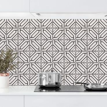 Revêtement mural cuisine - Rhomboidal Geometry Black