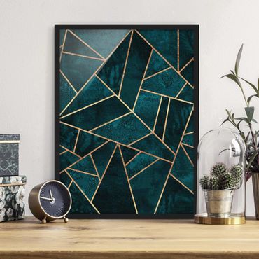 Poster encadré - Dark Turquoise With Gold