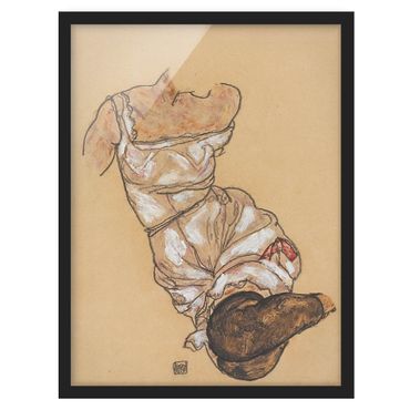 Poster encadré - Egon Schiele - Female torso in underwear and black stockings