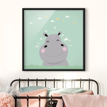 Poster encadré - The Happiest Hippo