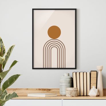 Poster encadré - Line Art Circle And Lines Copper