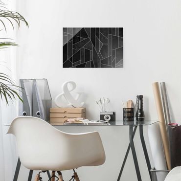 Tableau en verre - Black And White Geometric Watercolour