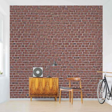 Papier peint - Brick Tile Wallpaper Red