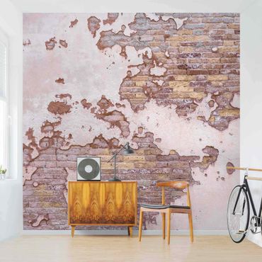 Papier peint - Brick Wall Rustic Shabby Plaster