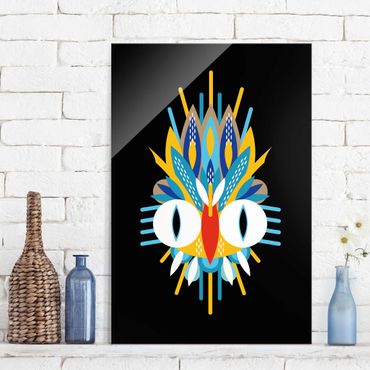 Tableau en verre - Collage Ethno Mask - Bird Feathers