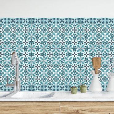 Revêtement mural cuisine - Geometrical Tile Mix Blossom Turquoise