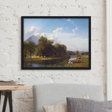 Poster encadré - Albert Bierstadt - A River Landscape, Westphalia
