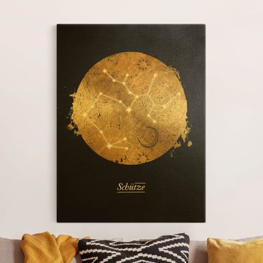 Tableau sur toile or - Zodiac Sign Sagittarius Gray Gold