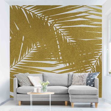 Walpaper - View Through Golden Palm Leaves