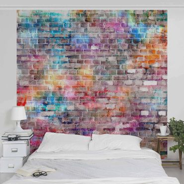 Papier peint - Colourful Shabby Brick Wall