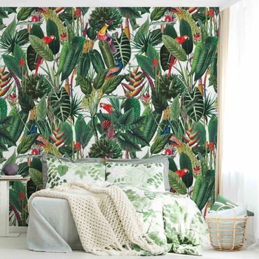 Walpaper - Colourful Tropical Rainforest Pattern