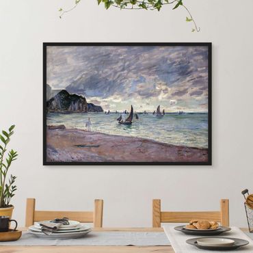 Poster encadré - Claude Monet - Fishing Boats In Front Of The Beach And Cliffs Of Pourville