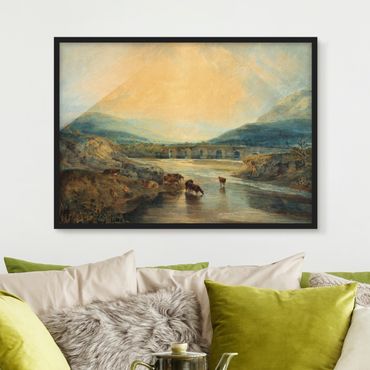 Poster encadré - William Turner - Abergavenny Bridge, Monmouthshire: Clearing Up After A Showery Day