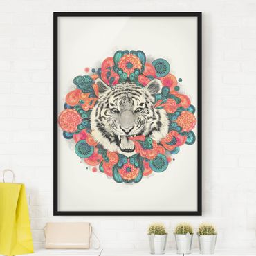 Poster encadré - Illustration Tiger Drawing Mandala Paisley