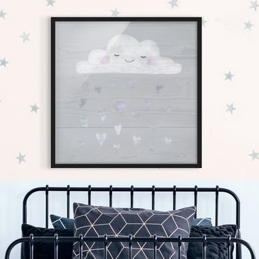 Poster encadré - Cloud With Silver Hearts