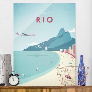 Tableau en verre - Travel Poster - Rio De Janeiro