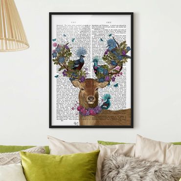 Poster encadré - Fowler - Deer With Pigeons