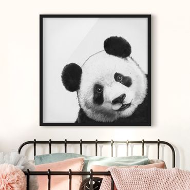 Poster encadré - Illustration Panda Black And White Drawing