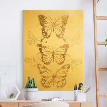 Tableau sur toile or - Butterfly Composition In Gold I
