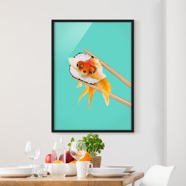 Poster encadré - Sushi With Goldfish