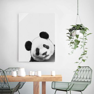 Tableau en verre - Illustration Panda Black And White Drawing