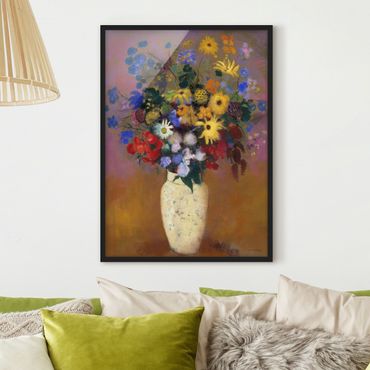 Poster encadré - Odilon Redon - White Vase with Flowers