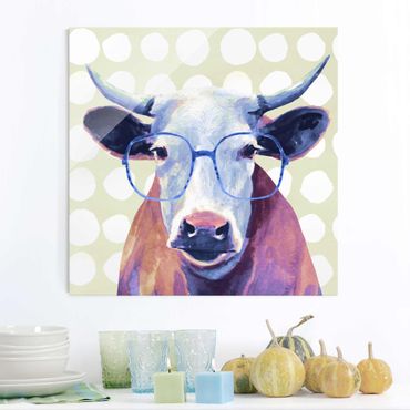 Tableau en verre - Animals With Glasses - Cow