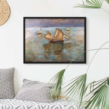 Poster encadré - Claude Monet - Fishing Boats Near Pourville