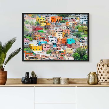 Poster encadré - Coloured Houses Front Guanajuato