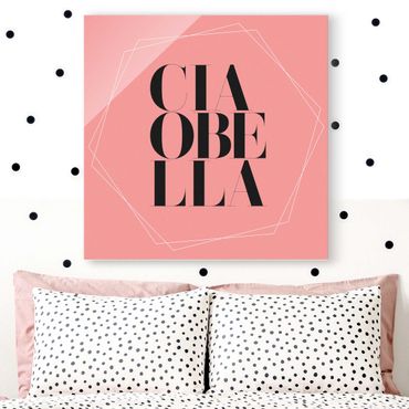 Glass print - Ciao Bella In Hexagons Light Pink Backdrop