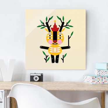 Tableau en verre - Collage Ethno Monster - Deer