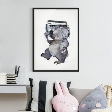 Poster encadré - Illustration Koala With Radio Painting