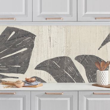 Revêtement mural cuisine - Palm Leaves Light Grey Backdrop