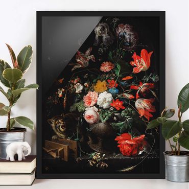 Poster encadré - Abraham Mignon - The Overturned Bouquet