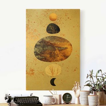 Tableau sur toile or - Sun And Moon In Golden Glory