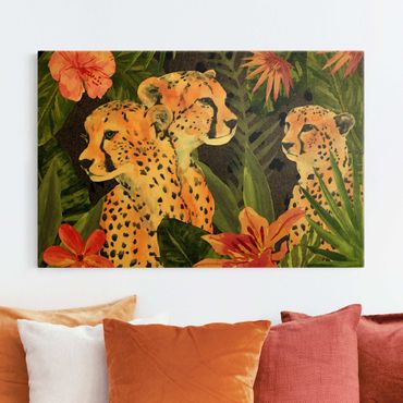 Tableau sur toile or - Three Cheetahs In The Jungle