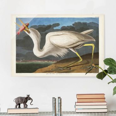 Tableau en verre - Vintage Board Great White Egret