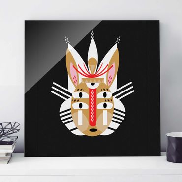 Tableau en verre - Collage Ethno Mask - Rabbit