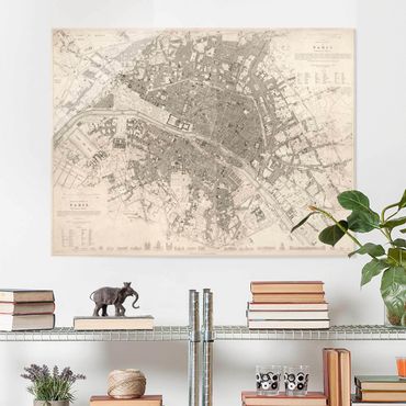 Tableau en verre - Vintage Map Paris